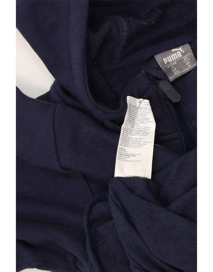 Felpa con cappuccio e zip da uomo Puma in cotone blu navy medio