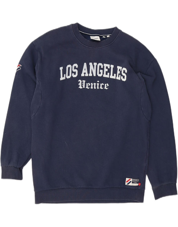 Felpa da uomo Superdry Denice Graphic vestibilità ampia maglione XS blu navy