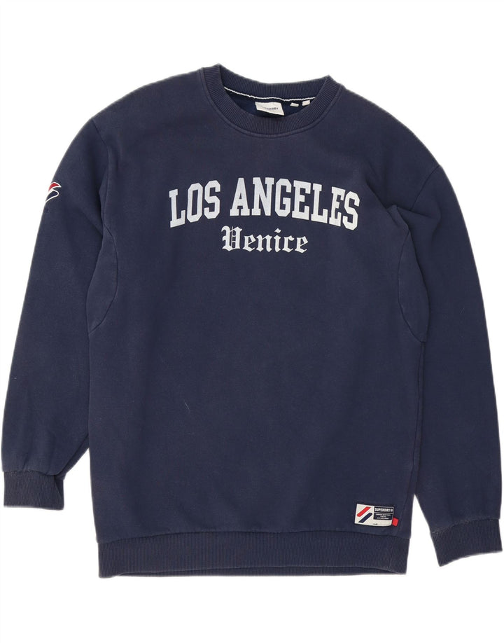 Felpa da uomo Superdry Denice Graphic vestibilità ampia maglione XS blu navy