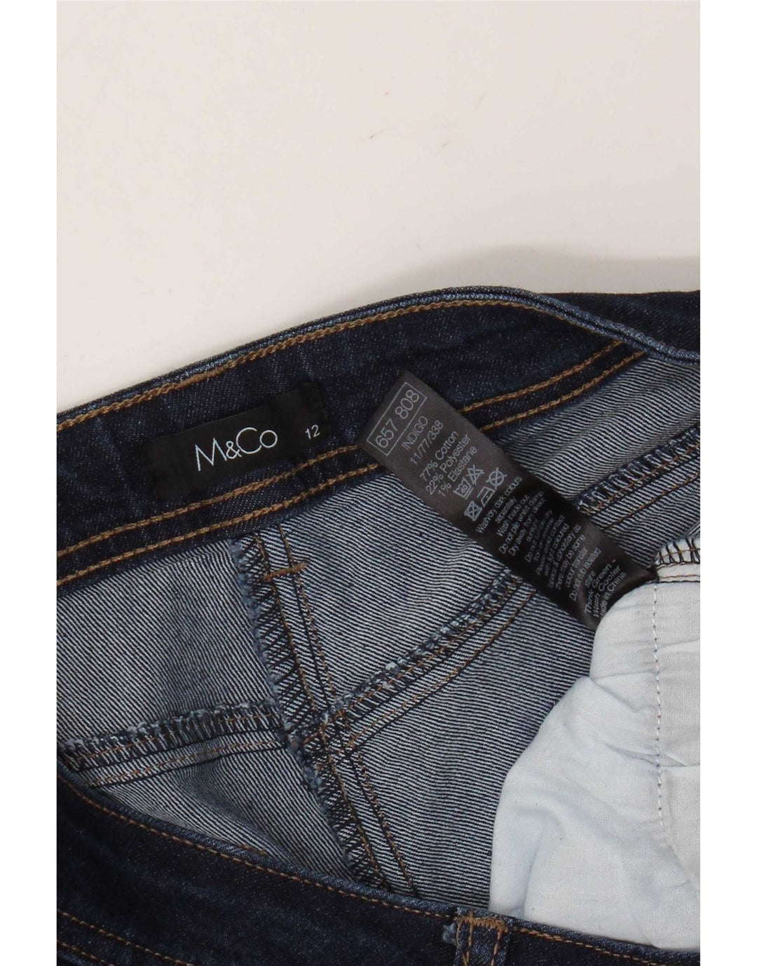 Jeans slim da donna M&Co UK 12 medio W32 L31 cotone blu navy