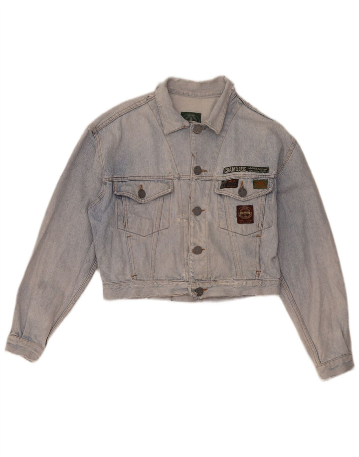 CHAMBERS Giacca corta in denim da donna UK 16 grande blu