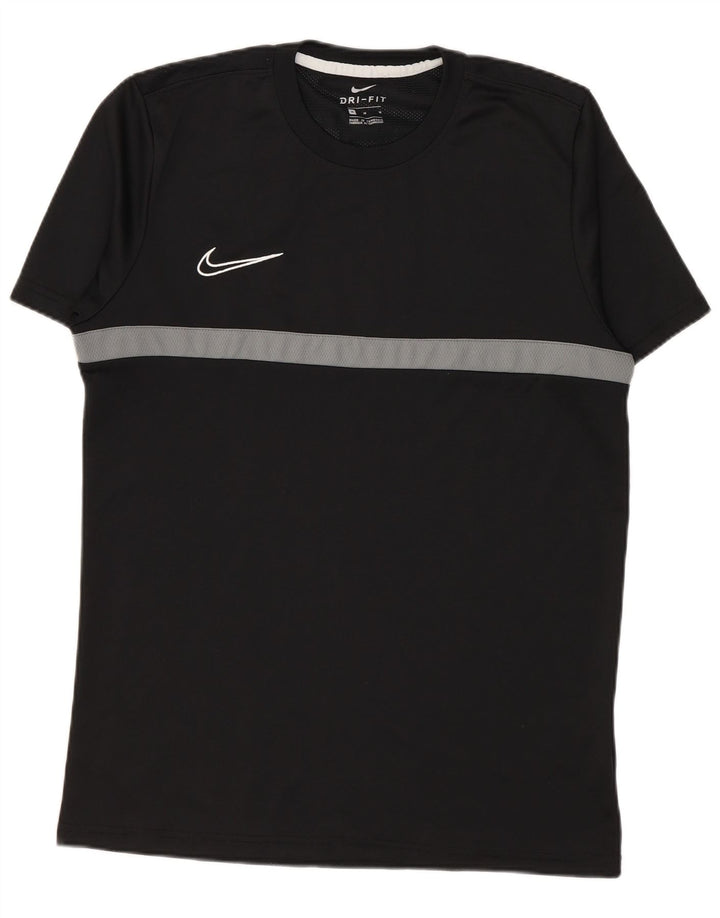 T-shirt Nike da uomo Dri Fit, top in poliestere color block medio nero