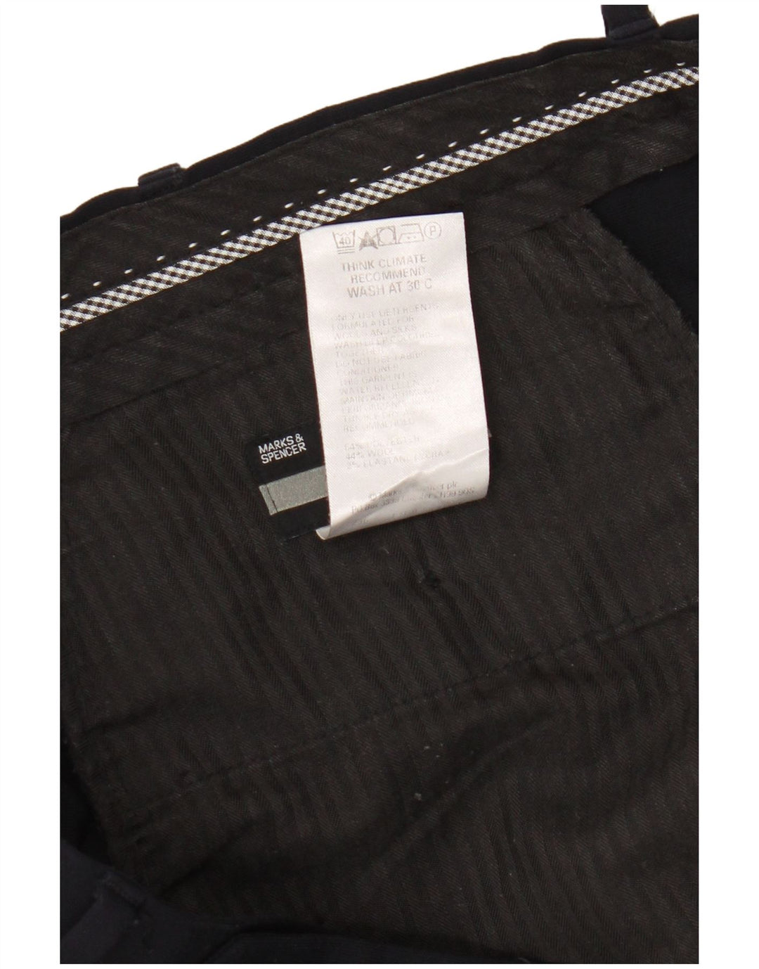 Pantaloni da abito con pegging da uomo Marks & Spencer W36 L33 poliestere blu navy