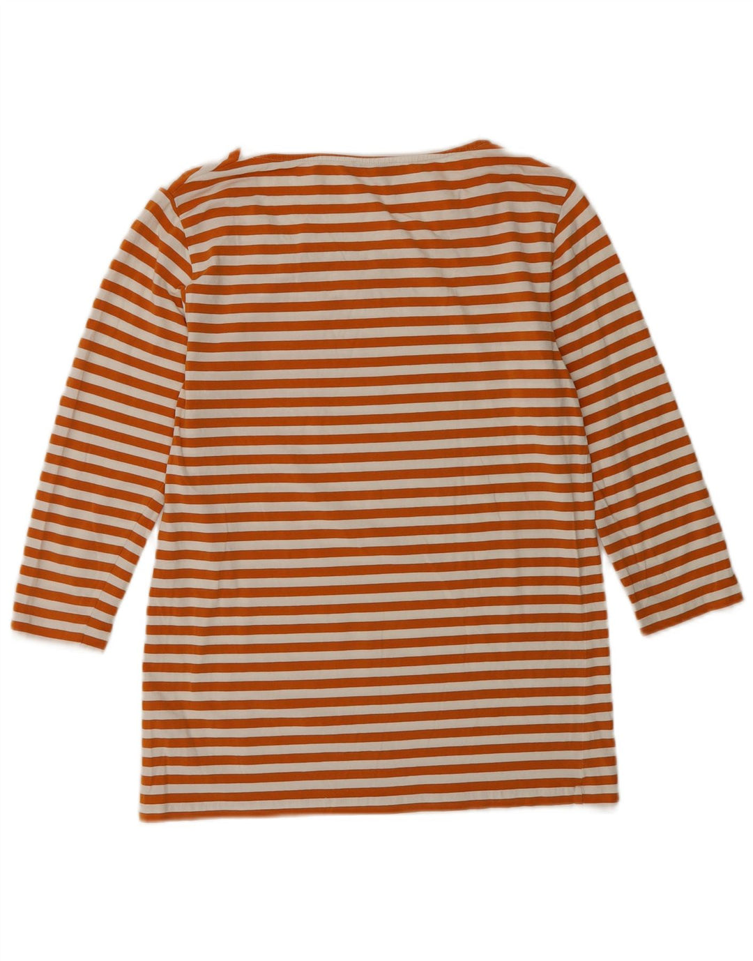 Cos Top da donna manica 3/4 UK 10 piccolo cotone a righe arancioni