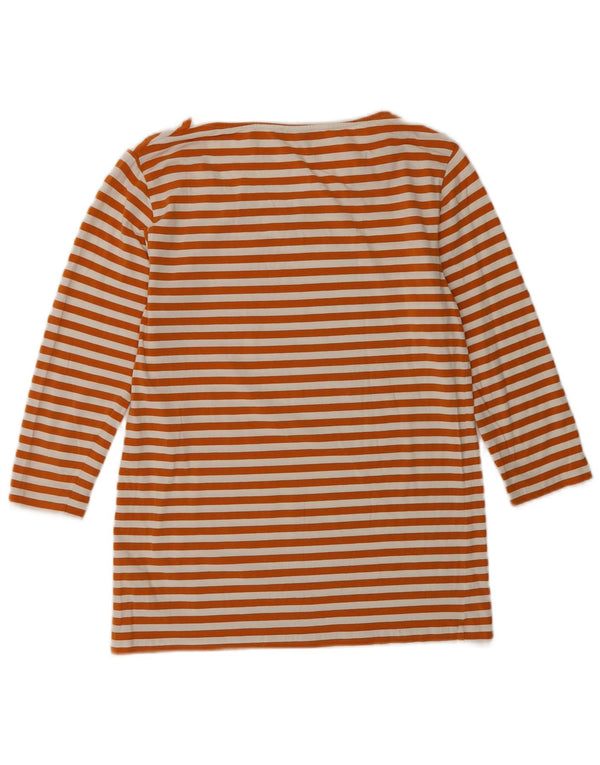 Cos Top da donna manica 3/4 UK 10 piccolo cotone a righe arancioni