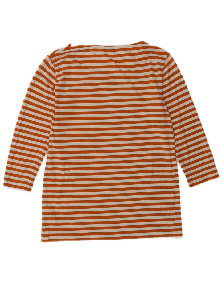 Cos Top da donna manica 3/4 UK 10 piccolo cotone a righe arancioni