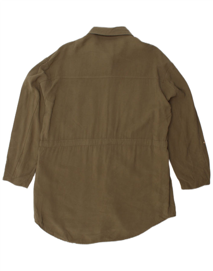 Abito camicia da donna Zara UK 14 viscosa kaki medio