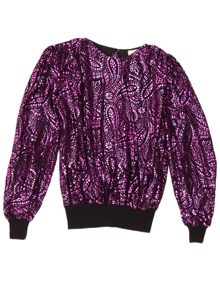 Camicetta oversize da donna vintage top EU 38 Acetato Paisley viola medio