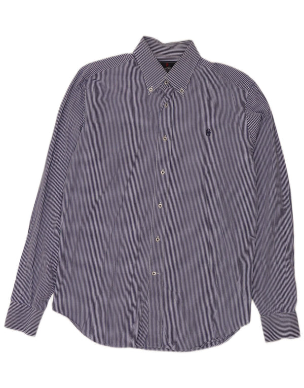 CONTE OF FLORENCE Camicia Uomo Large Blu Vichy Cotone