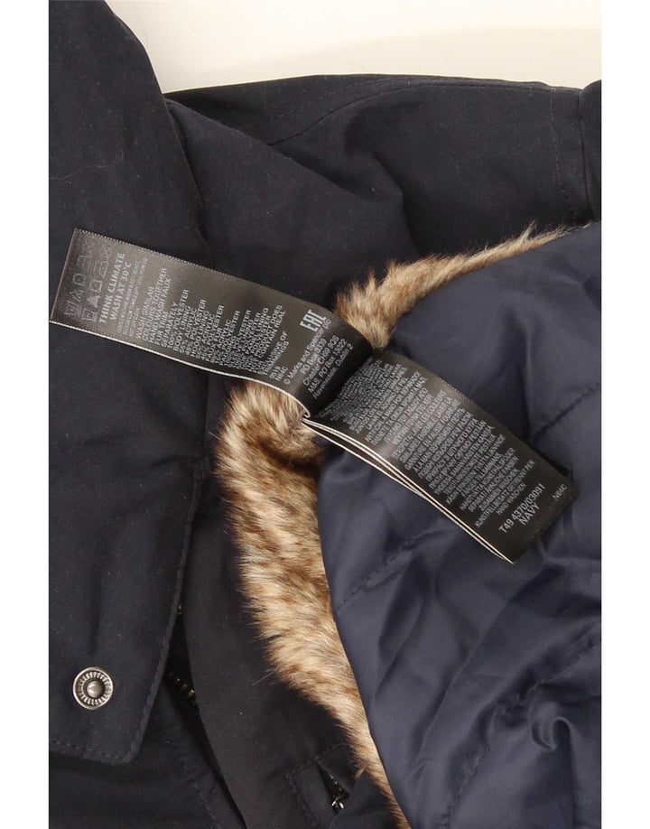 Giacca Parka con cappuccio da donna Marks & Spencer UK 20 3XL Poliestere blu navy