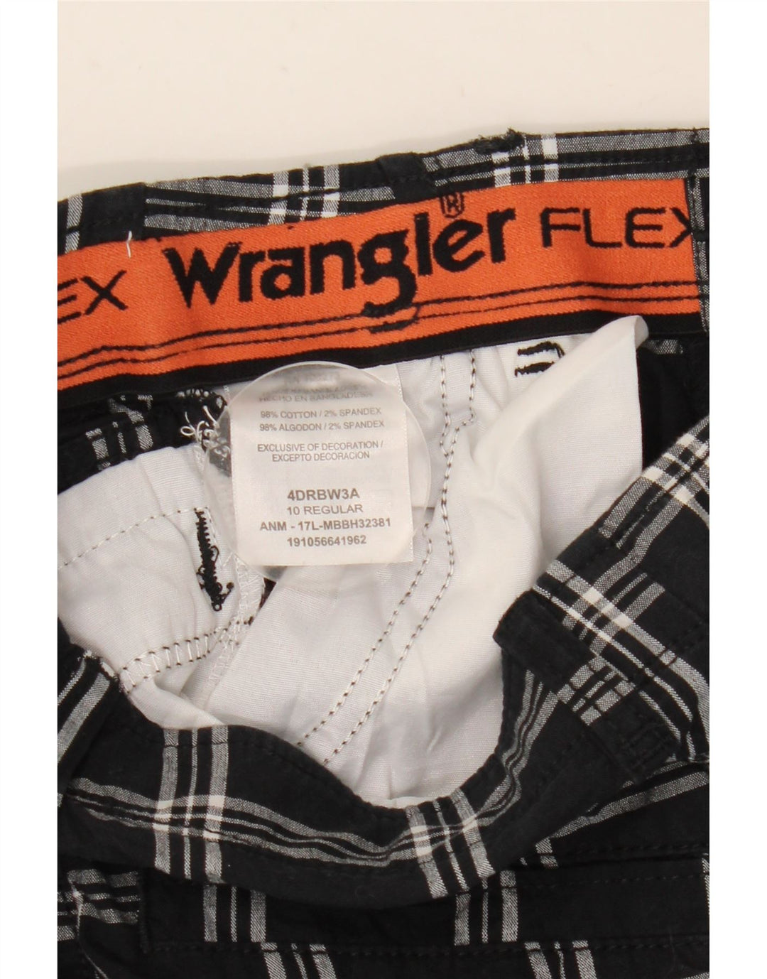 Pantaloncini cargo da ragazzo Wrangler 9-10 anni W25 in cotone a quadri neri