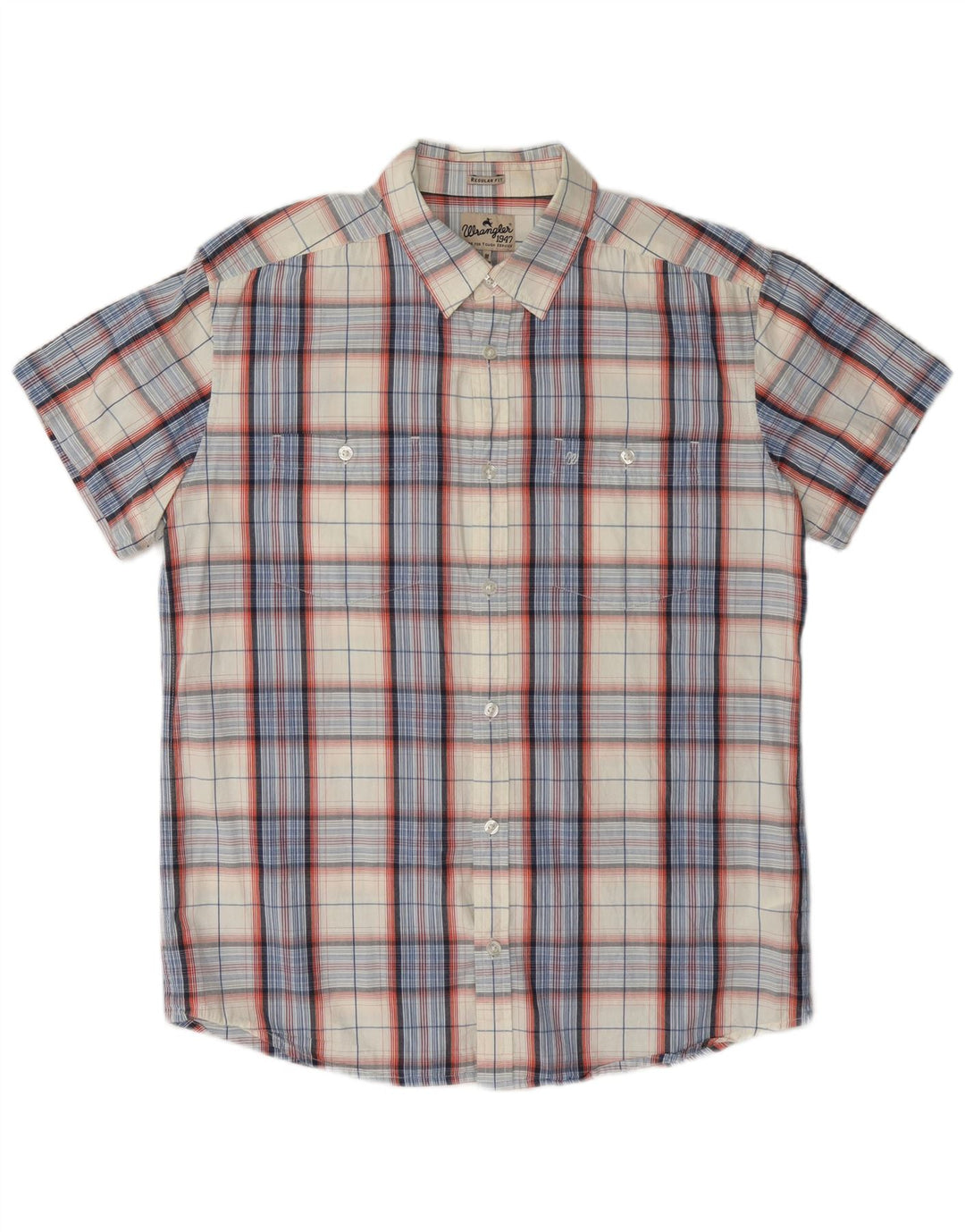Camicia da uomo Wrangler a maniche corte, vestibilità regolare, in cotone scozzese bianco sporco medio