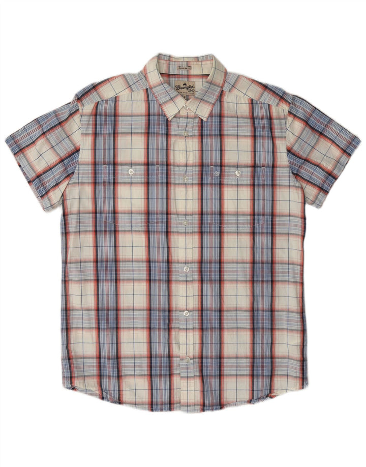 Camicia da uomo Wrangler a maniche corte, vestibilità regolare, in cotone scozzese bianco sporco medio