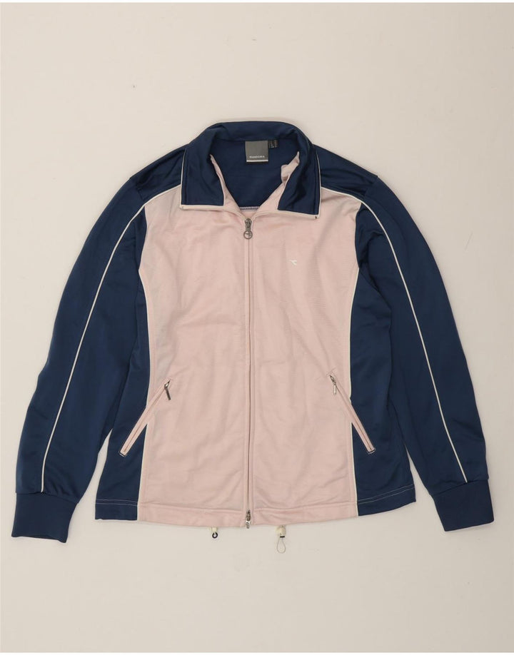 Giacca da tuta da donna Diadora UK 14 Large Blu Colourblock Poliestere