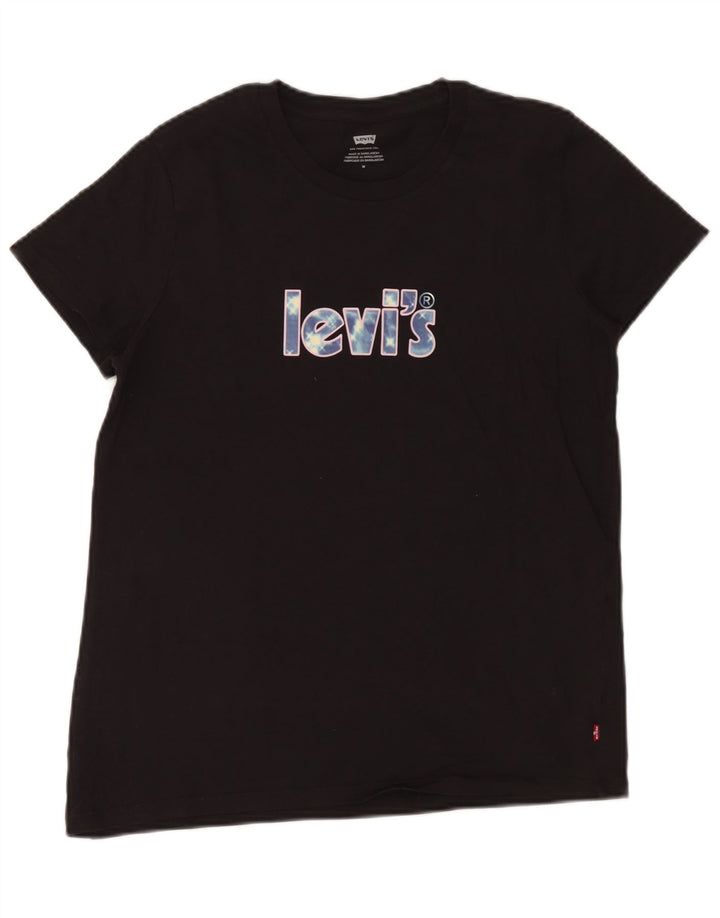 T-shirt grafica da donna Levi's Top UK 12 cotone nero medio