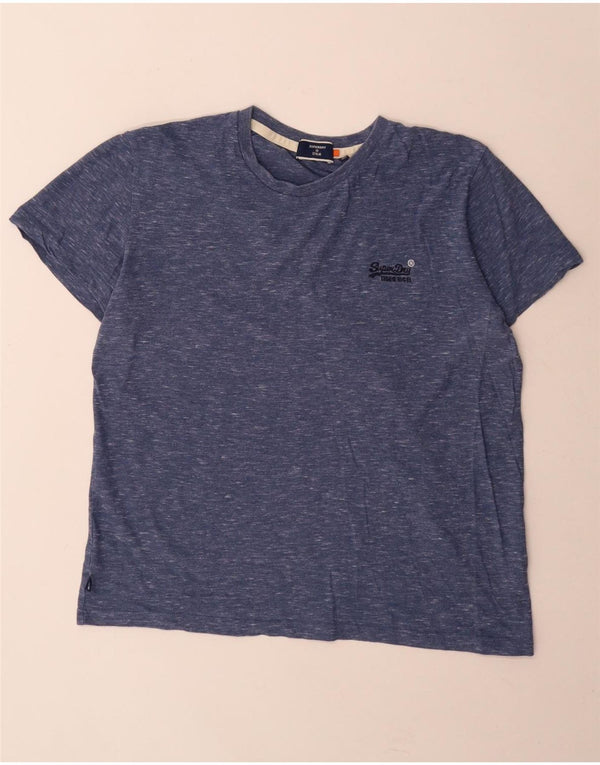 T-shirt da uomo Superdry Top Large in cotone chiazzato blu navy