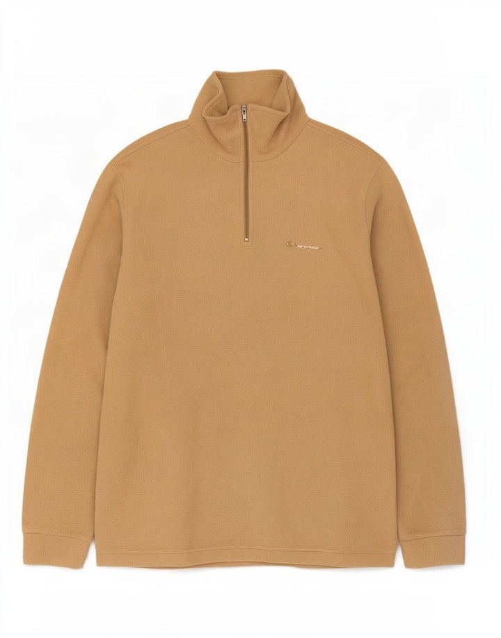 Maglione in pile Champion da uomo con zip e collo, grande, beige