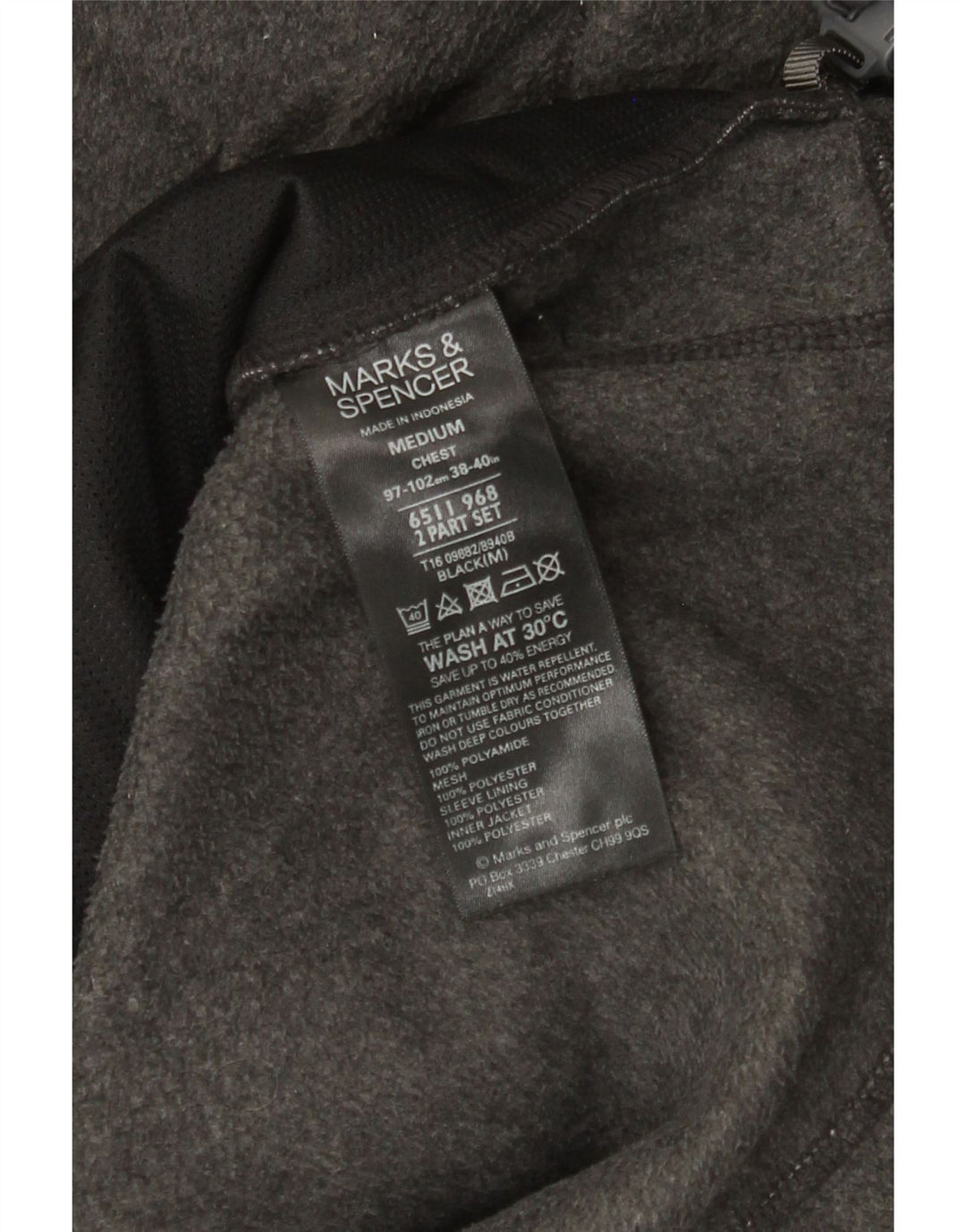Giacca in pile da uomo Marks & Spencer UK 38 Poliammide grigio medio