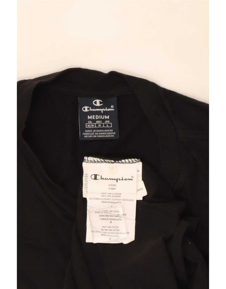T-shirt grafica da uomo Champion Top in cotone nero medio