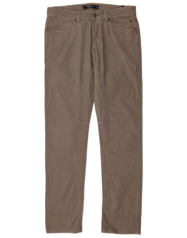 Pantaloni casual dritti da uomo SIVIGLIA W34 L33 in cotone Chevron beige