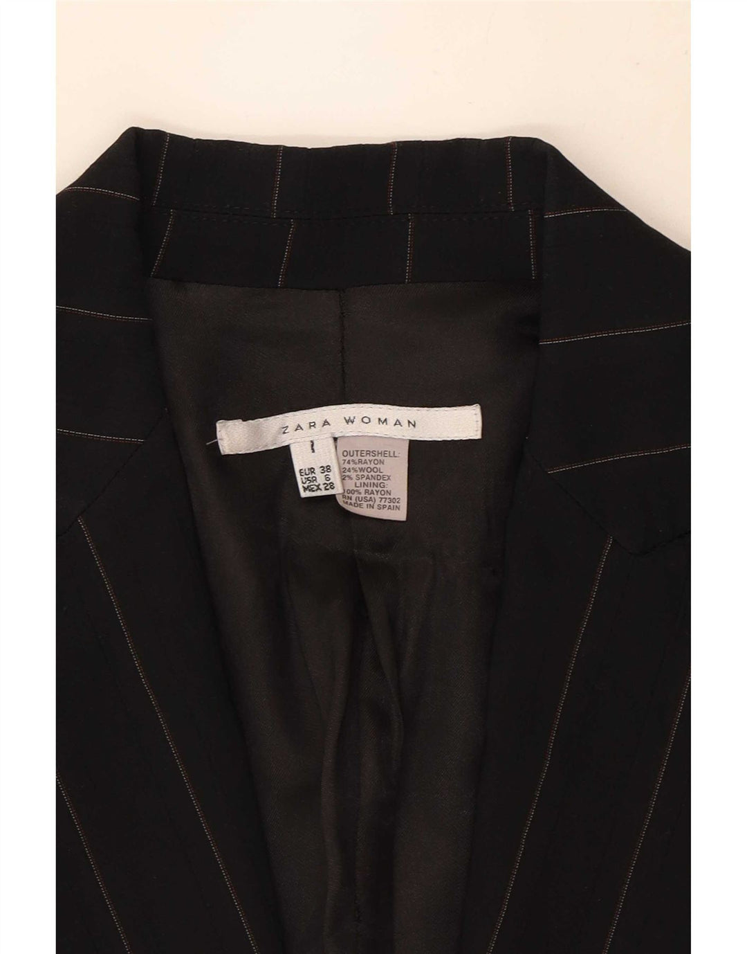 Giacca blazer a 1 bottone da donna Zara EU 38 piccola in rayon a righe nere