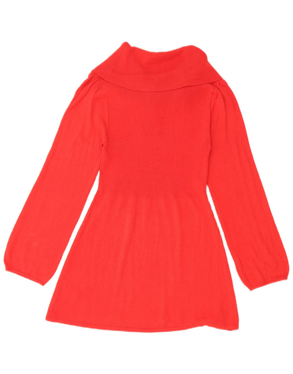 Marks & Spencer Womens Long Sleeve Roll Neck Tunic Top UK 8 Small Red
