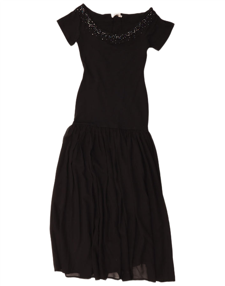 Abito lungo da donna vintage IT 42 medio nero