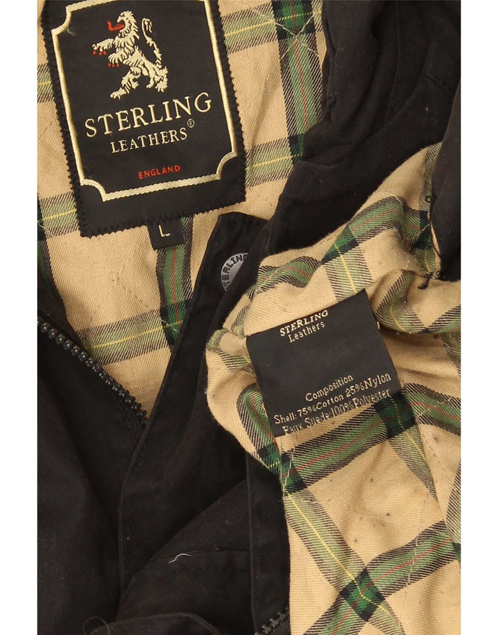 Giacca da uomo in cotone cerato Sterling UK 40 grande nera