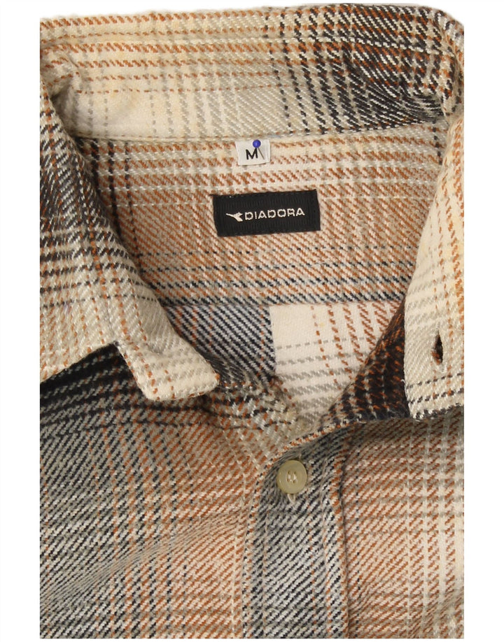 Camicia Diadora da uomo in flanella a quadri marrone medio