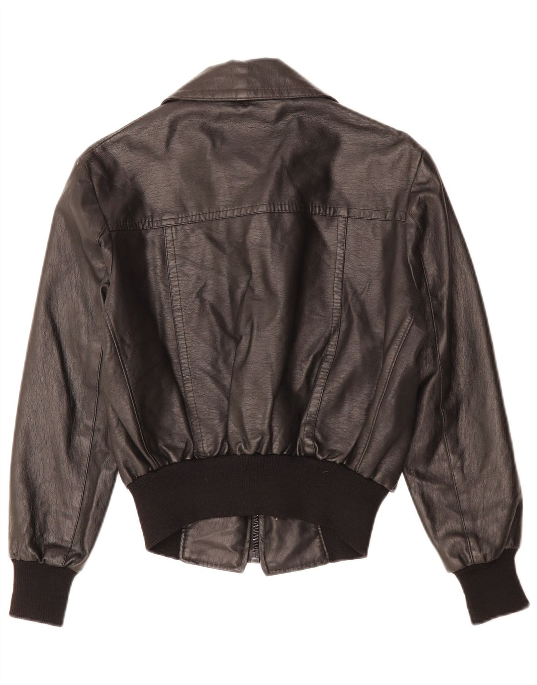 Giacca in pelle da donna VINTAGE UK 12 media nera