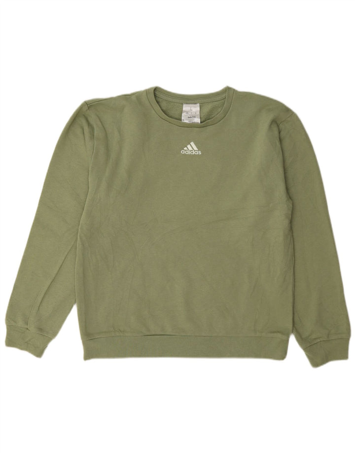 Felpa Adidas Donna Maglione US 14/16 Large Verde Cotone