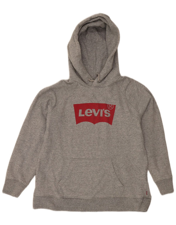 Maglione con cappuccio grafico da uomo Levi's in cotone chiazzato grigio medio