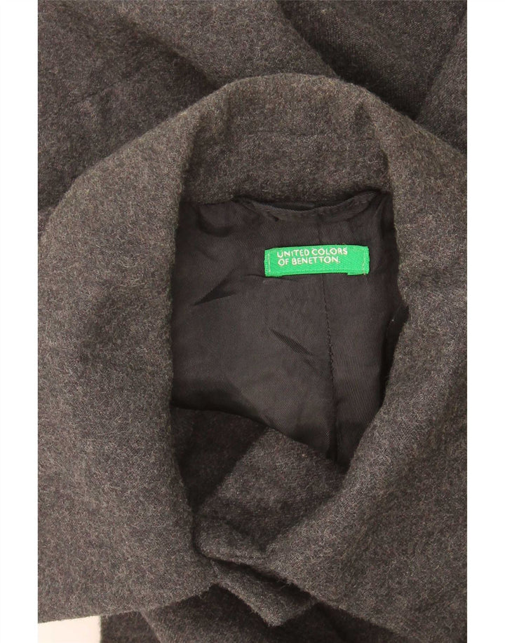 Giacca Blazer 5 Bottoni Donna Benetton IT 44 Lana Vergine Grigio Medio