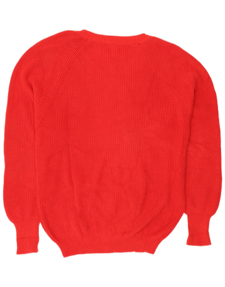 VINTAGE Maglione da uomo con scollo a V grande cotone rosso