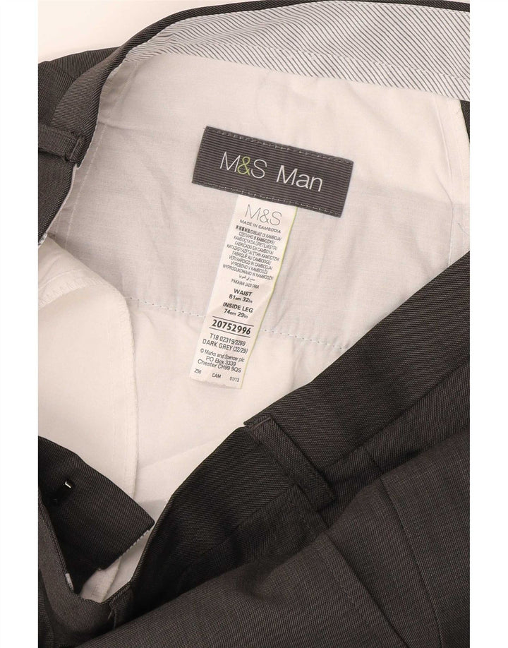 Pantaloni da abito con pegging da uomo Marks & Spencer W32 L29 poliestere grigio