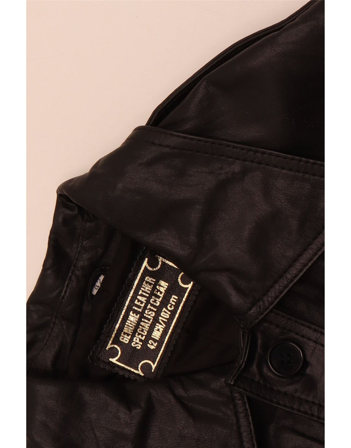 Giacca in pelle da donna vintage IT 42 media in pelle nera