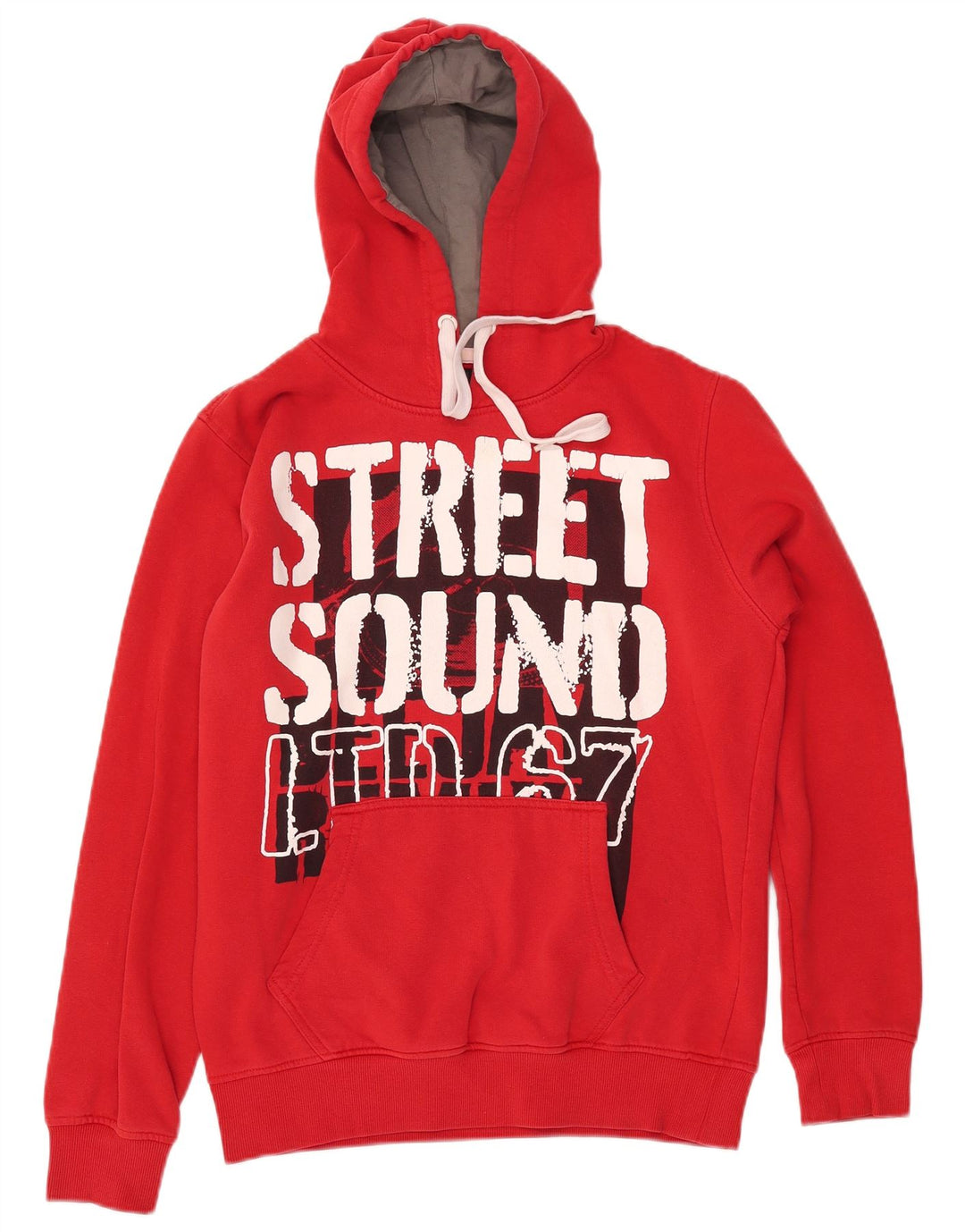 MUCHMORE Maglione con cappuccio grafico da uomo piccolo in cotone rosso