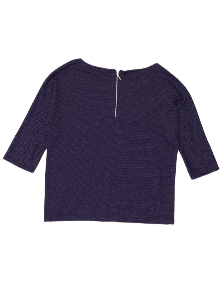 Top Zara da donna con maniche a 3/4 UK 16 Large blu navy in poliestere