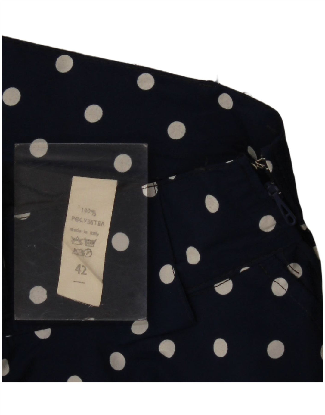 VINTAGE Womens A-Line Skirt IT 42 Medium W24 Navy Blue Polka Dot