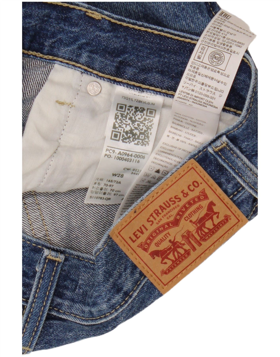 Jeans dritti effetto invecchiato Low Pro da donna LEVI'S W28 L31 cotone blu