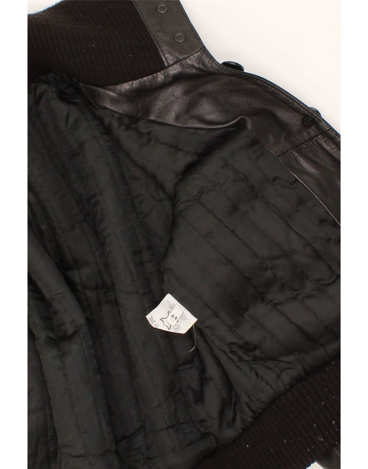 Giacca in pelle corta da donna VINTAGE IT 44 pelle nera media