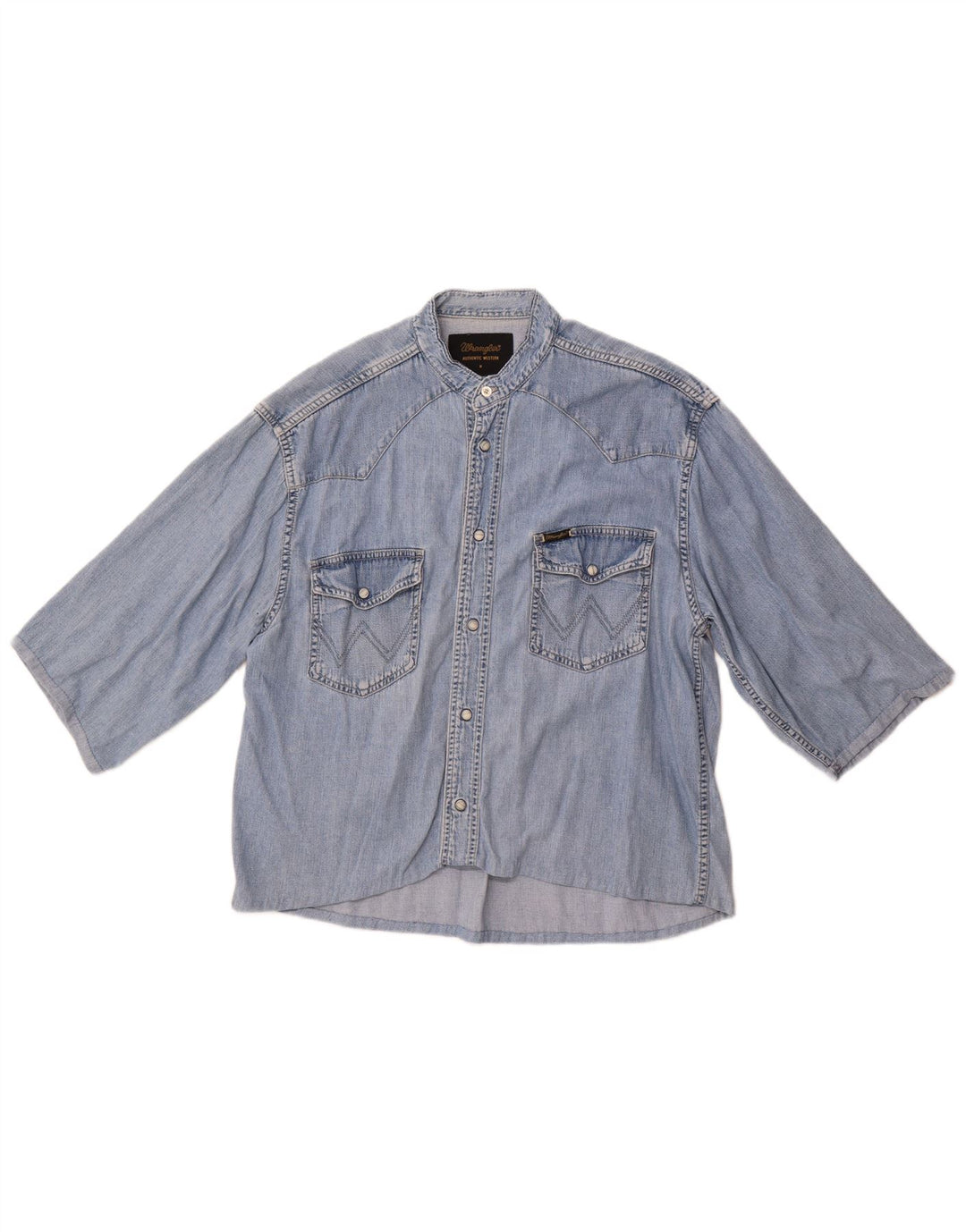 Camicia di jeans a maniche corte da uomo Wrangler Blu medio