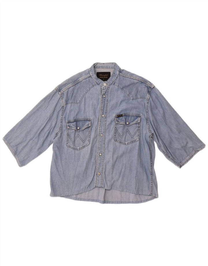 Camicia di jeans a maniche corte da uomo Wrangler Blu medio