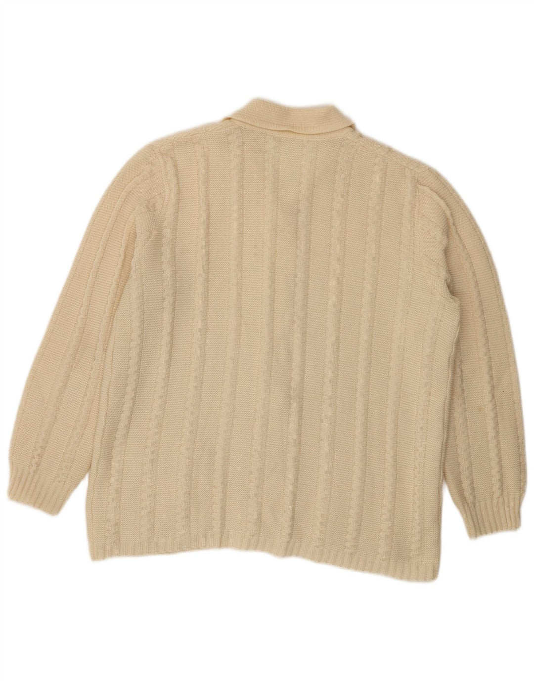 Maglione cardigan da donna vintage UK 16 grande bianco sporco