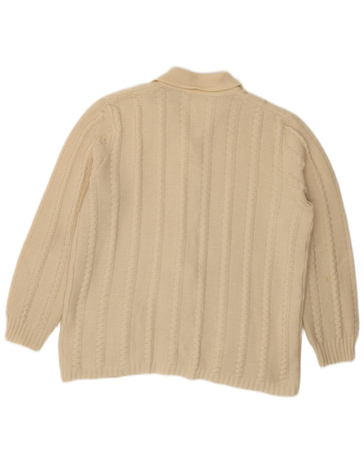Maglione cardigan da donna vintage UK 16 grande bianco sporco