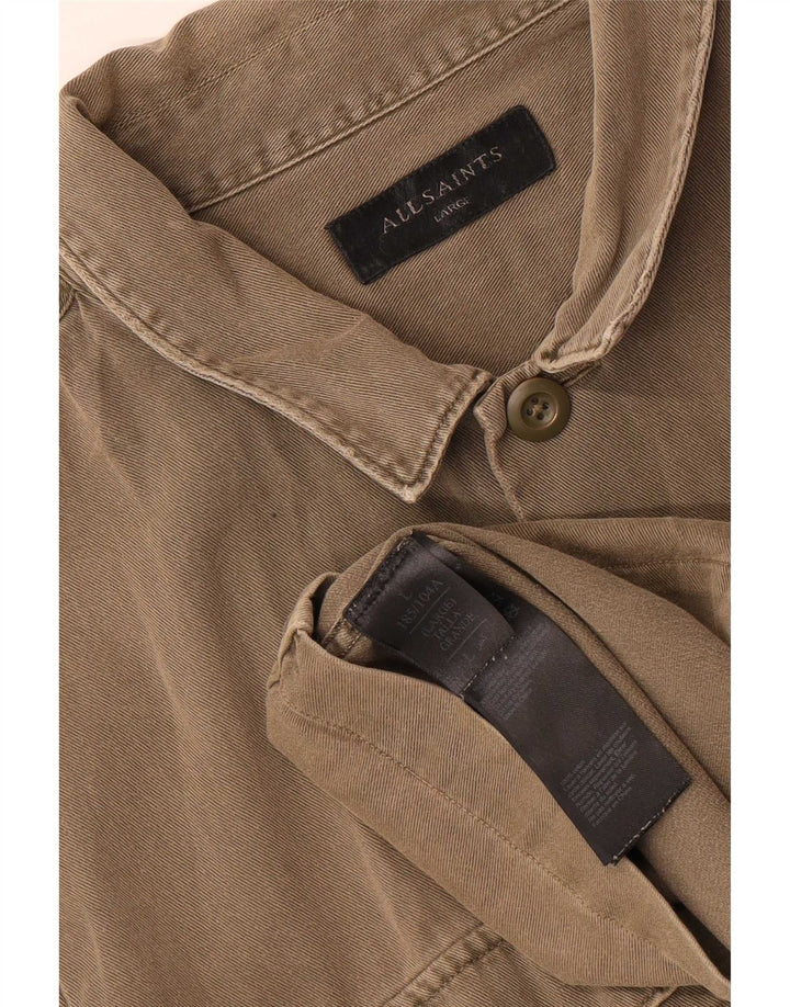 Camicia da uomo All Saints Large in cotone kaki