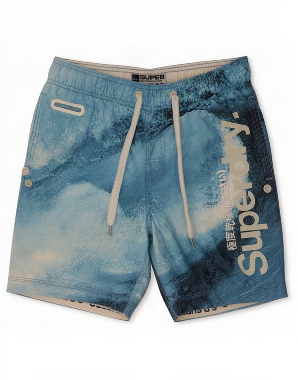 Pantaloncini da bagno grafici da uomo Superdry piccoli in poliestere tie-dye blu