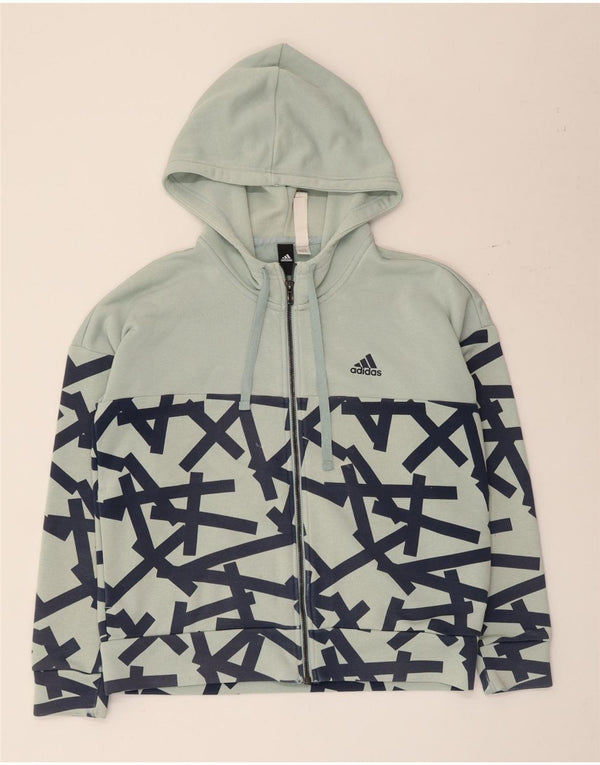 Maglione con cappuccio e zip grafica da donna Adidas UK 12/14 Verde medio geometrico