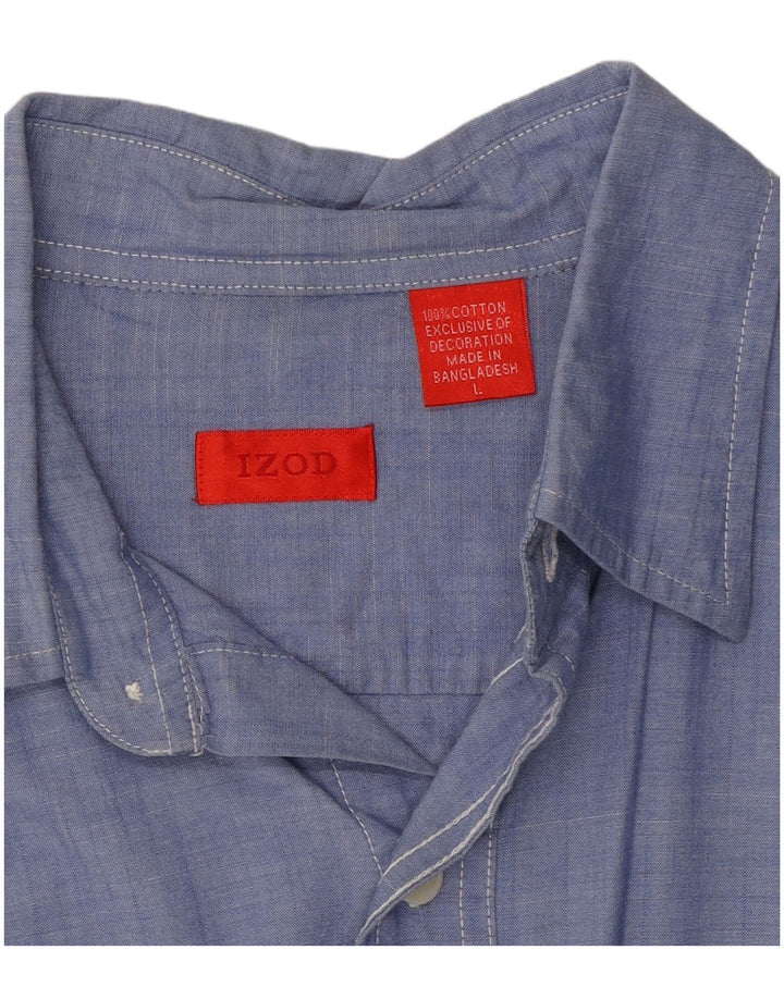 Camicia da uomo IZOD grande in cotone screziato blu