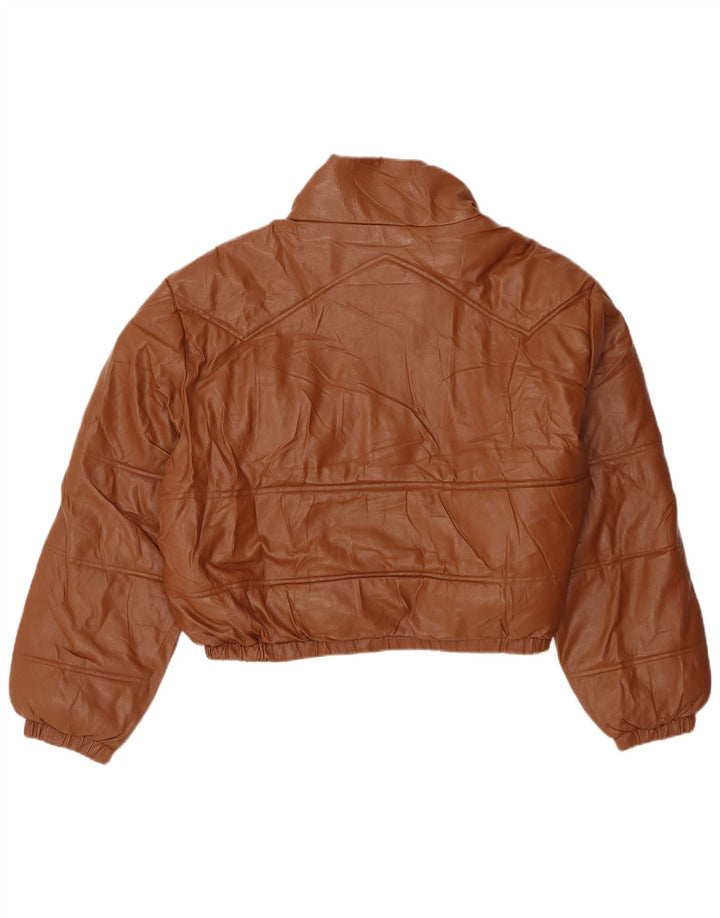 Giacca imbottita oversize in ecopelle da donna Zara UK 18 XL poliestere marrone